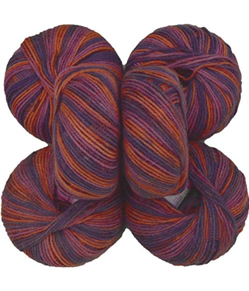     			Vardhman 100% Acrylic Wool Multi Violet (10 pc) Baby Soft Wool Ball Hand Knitting Wool/Art Craft Soft Fingering Crochet Hook Yarn, Needle Knitting Yarn Thread Dyed