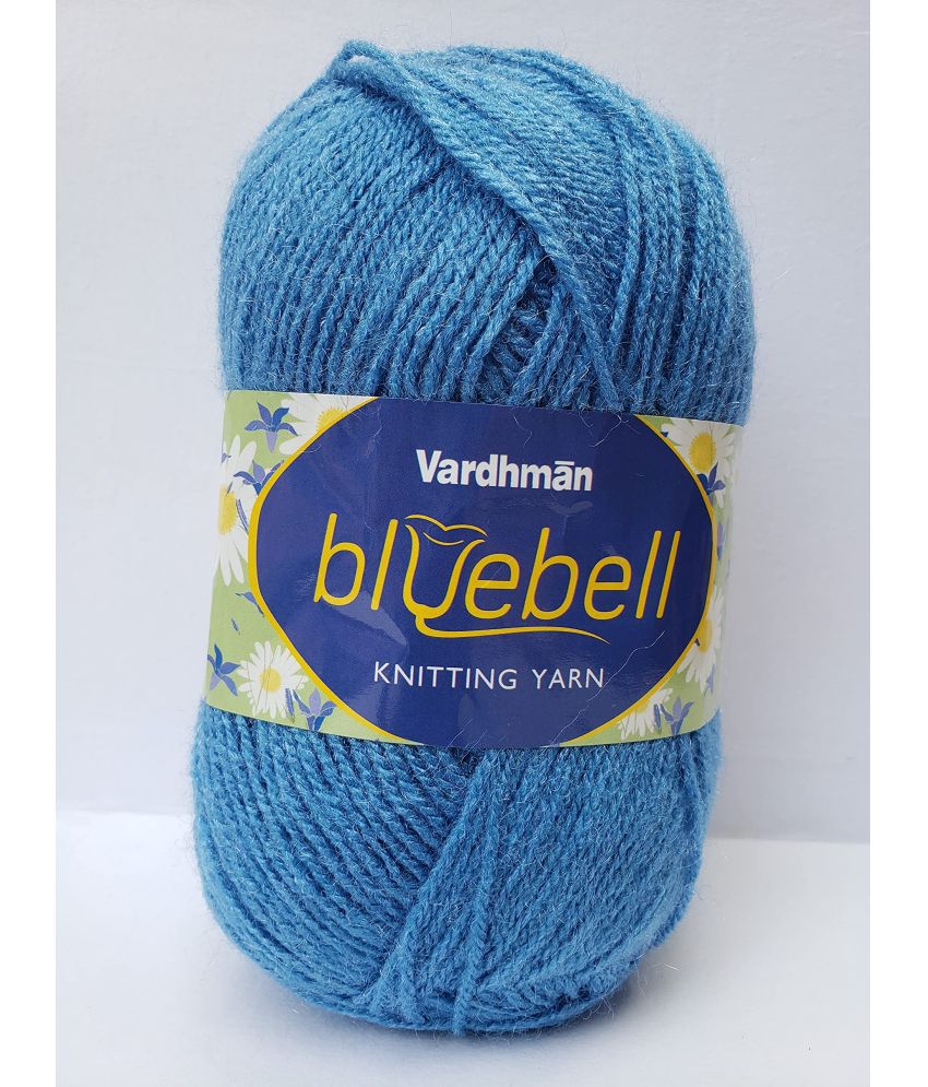     			Vardhman Bluebell Yarn Knitting Wool Ball, Dark Sky Blue Colour Ball (200 Grams). Suitable for Craft, Babywear Blankets, Ponchos mufflers, caps, Thick mota Needle Crochet Hook Thread;