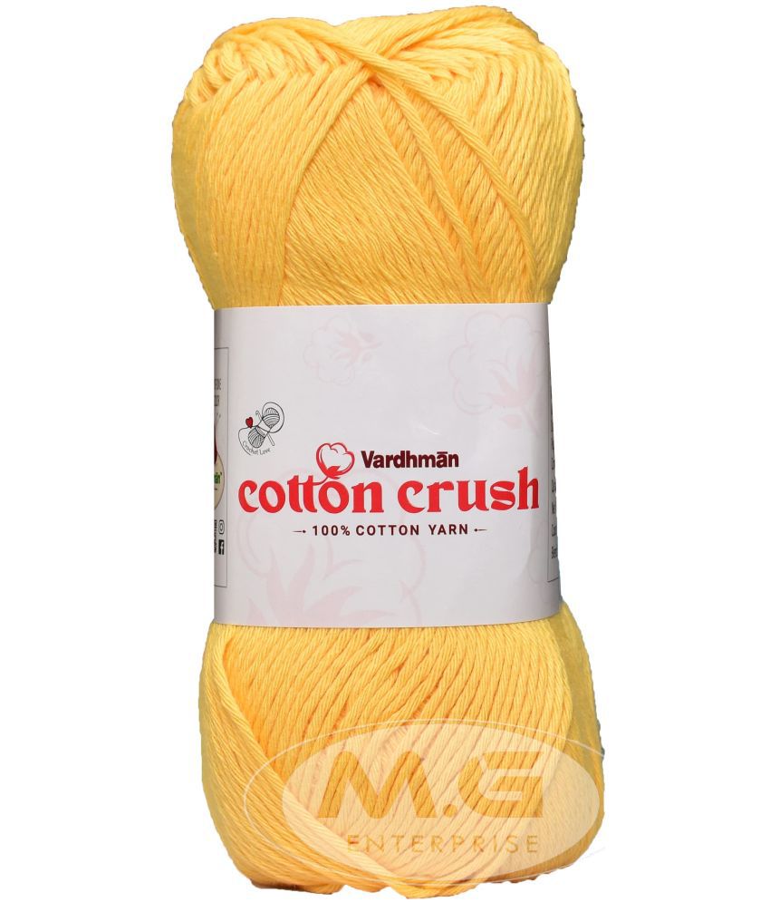     			Vardhman Cotton Crush 8-ply Yellow 600 GMS 100% Cotton Ball Hand Knitting Cotton/Art Craft Soft Fingering Crochet Hook Yarn, Needle Knitting Yarn Thread Dyed-LC Art-AFDB