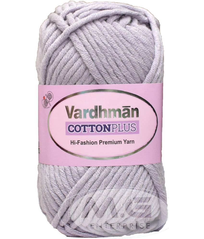     			Vardhman Cotton Plus 16-ply Mild Purple 400 GMS 51% Cotton, 49% Acrylic Ball Hand Knitting Cotton/Art Craft Soft Fingering Crochet Hook Yarn, Needle Knitting Yarn Thread Dyed- Art-AFEJ