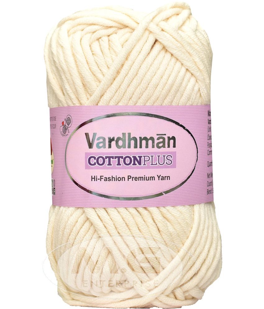     			Vardhman Cotton Plus 16-ply Light Skin 200 GMS 51% Cotton, 49% Acrylic Ball Hand Knitting Cotton/Art Craft Soft Fingering Crochet Hook Yarn, Needle Knitting Yarn Thread Dyed- Art-AFDC