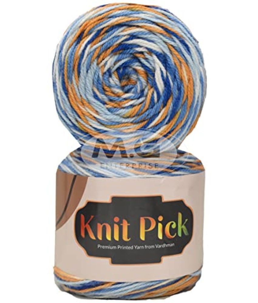     			Vardhman Knit Pick Bluemustard 400 GMS Wool Ball Hand Knitting Wool/Art Craft Soft Fingering Crochet Hook Yarn, Needle Knitting Yarn Thread Dyed- Art-ACDB