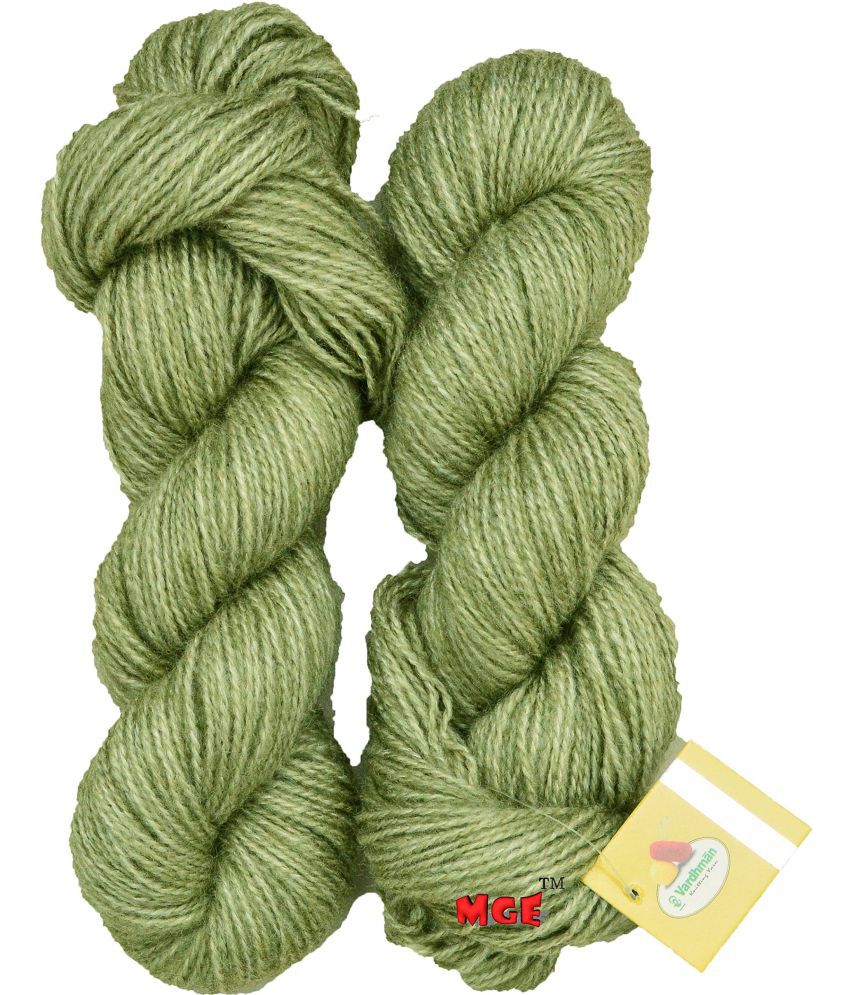     			Vardhman Mohir Plus Green Wool Hand Knitting Wool/Art Craft Soft Fingering Crochet Hook Yarn, Needle Acrylic Knitting Yarn Thread Dyed 300 gm