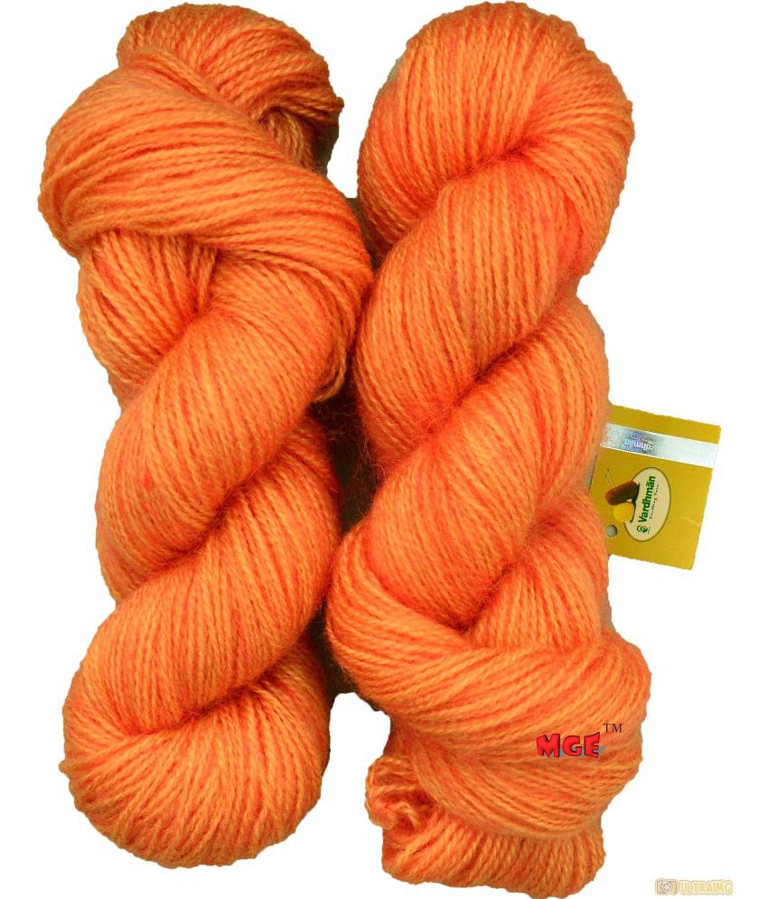    			Vardhman Mohir Plus Orange Wool Hand Knitting Wool/Art Craft Soft Fingering Crochet Hook Yarn, Needle Acrylic Knitting Yarn Thread Dyed 300 gm?