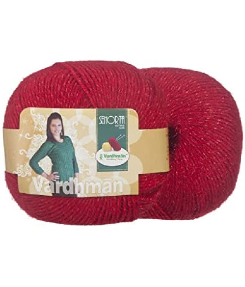     			Vardhman Senorita 300 gm Wool Ball Hand Knitting Wool/Art Craft Soft Fingering Crochet Hook Yarn, Needle Acrylic Knitting Yarn Thread Dyed (red)