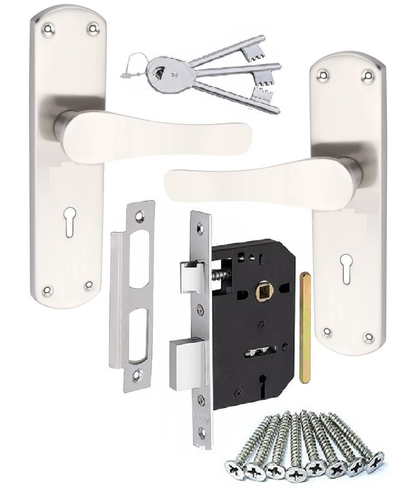     			ZTXON Steel Premium Range Mortise Door Lock Size 8 Inch Double Action Brass Latch Brass Bhogli with SS Finish 6 Lever Main Door Pack of 1 Set (LSDS65 + S138MCP)