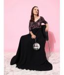 Miss Chase Georgette Self Design Full Length Women's Gown - Black ( Pack of 1 )