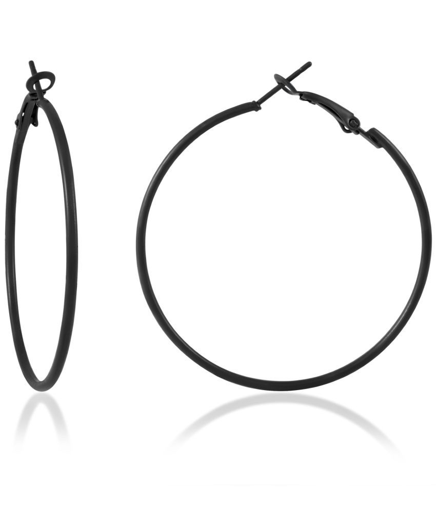     			ADMIER Black Hoops Earrings ( Pack of 1 )