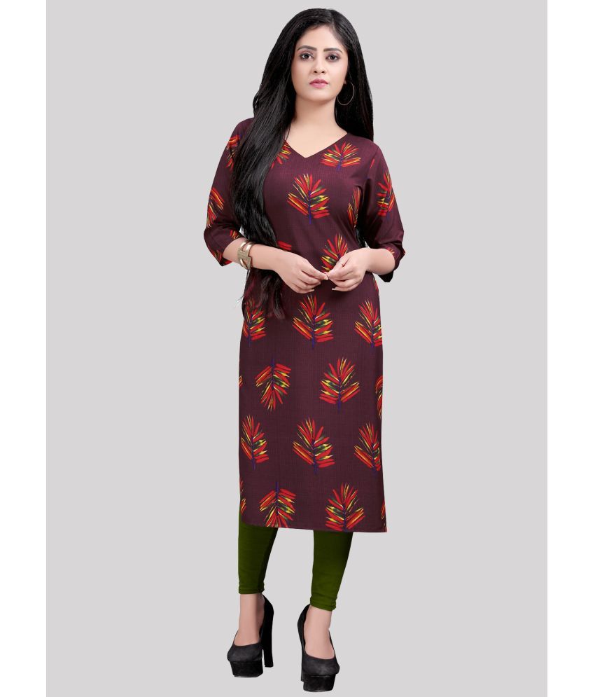     			DSK STUDIO Crepe Printed Straight Women's Kurti - Maroon ( Pack of 1 )