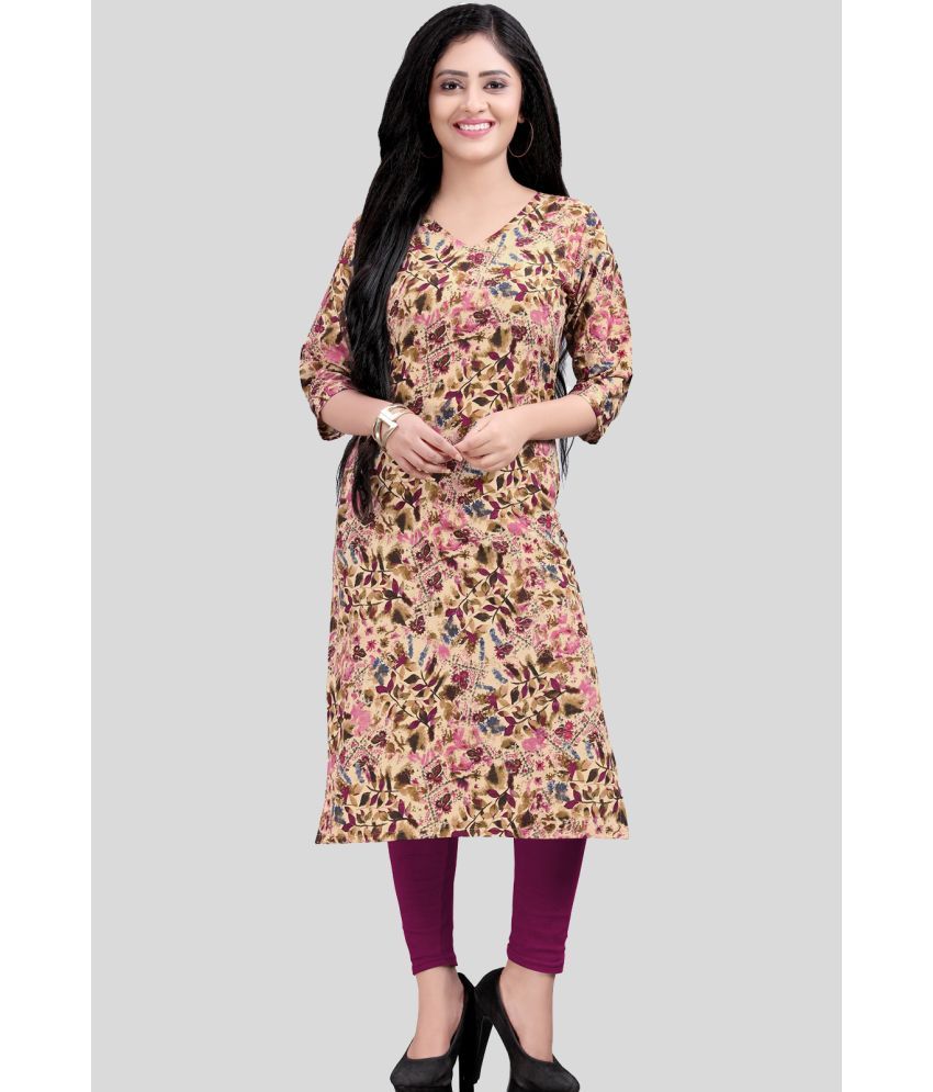     			DSK STUDIO Crepe Printed Straight Women's Kurti - Beige ( Pack of 1 )