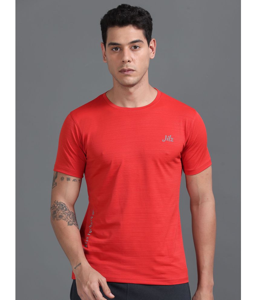     			JILZ Polyester Regular Fit Printed Half Sleeves Men's T-Shirt - Orange ( Pack of 1 )