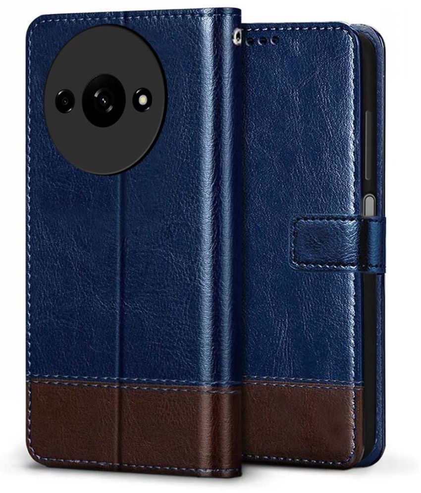     			NBOX Blue Flip Cover Leather Compatible For Redmi A3 ( Pack of 1 )
