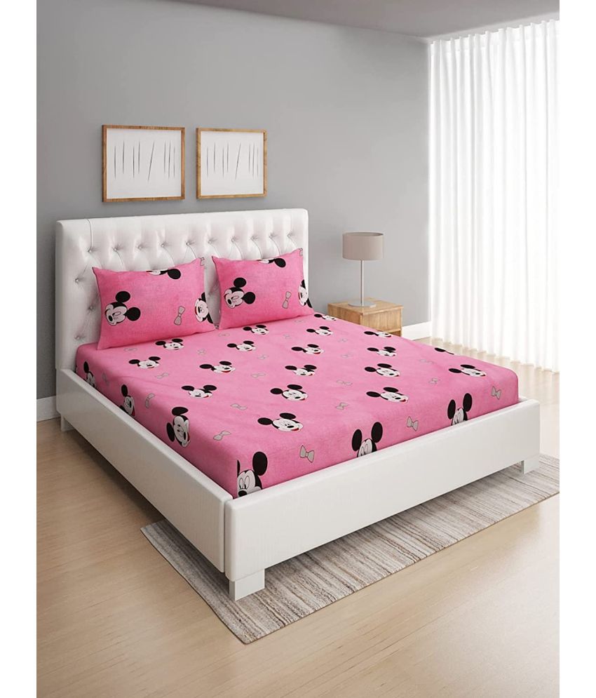     			Neekshaa Glace Cotton Humor & Comic 1 Double Bedsheet with 2 Pillow Covers - Pink