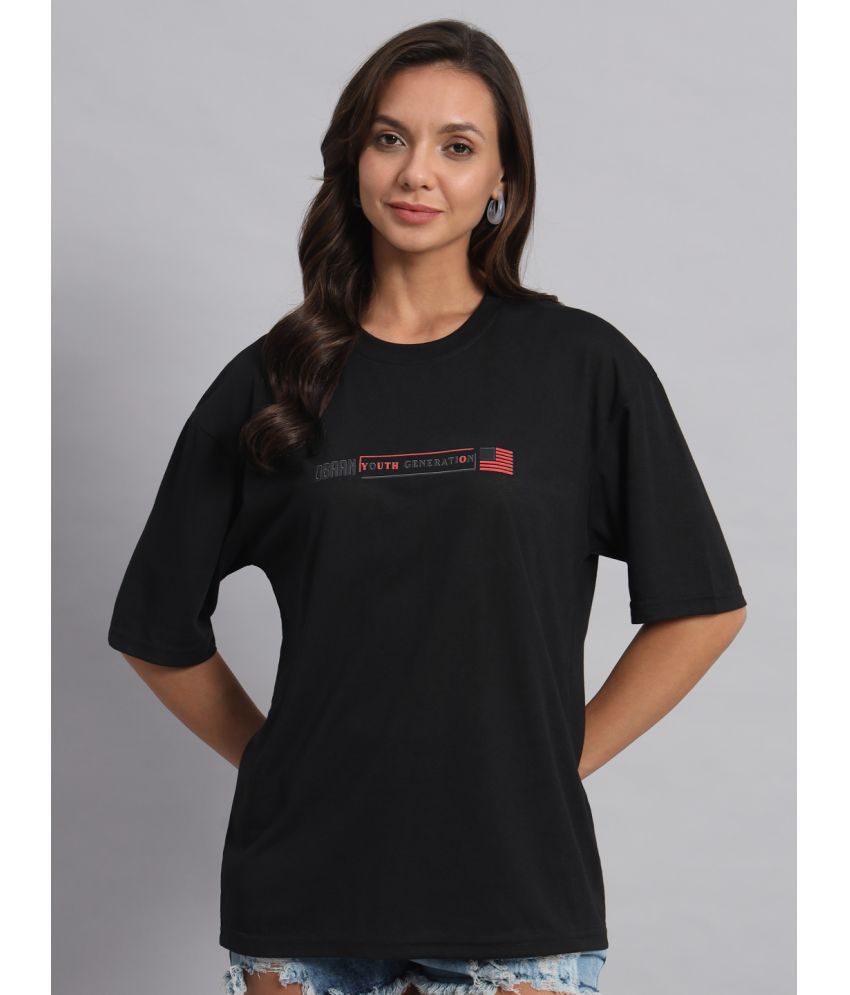     			OBAAN Black Cotton Blend Loose Fit Women's T-Shirt ( Pack of 1 )