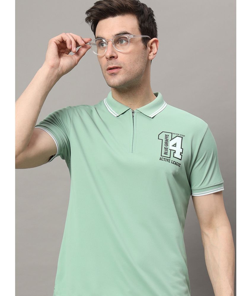    			RELANE Cotton Blend Regular Fit Printed Half Sleeves Men's Polo T Shirt - Sea Green ( Pack of 1 )
