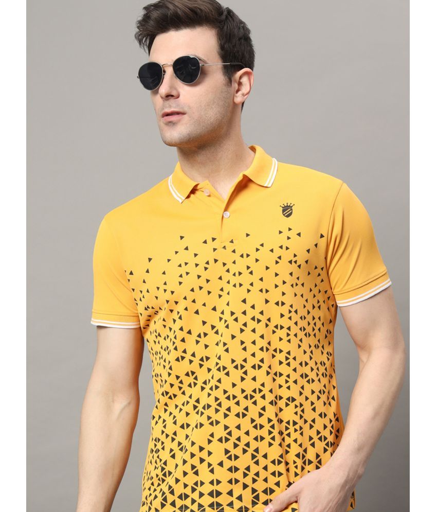     			RELANE Pack of 1 Cotton Blend Regular Fit Printed Half Sleeves Men's Polo T Shirt ( Mustard )