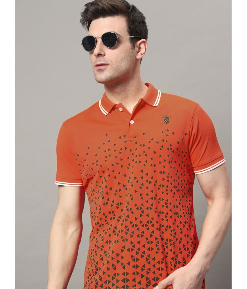     			RELANE Cotton Blend Regular Fit Printed Half Sleeves Men's Polo T Shirt - Rust ( Pack of 1 )