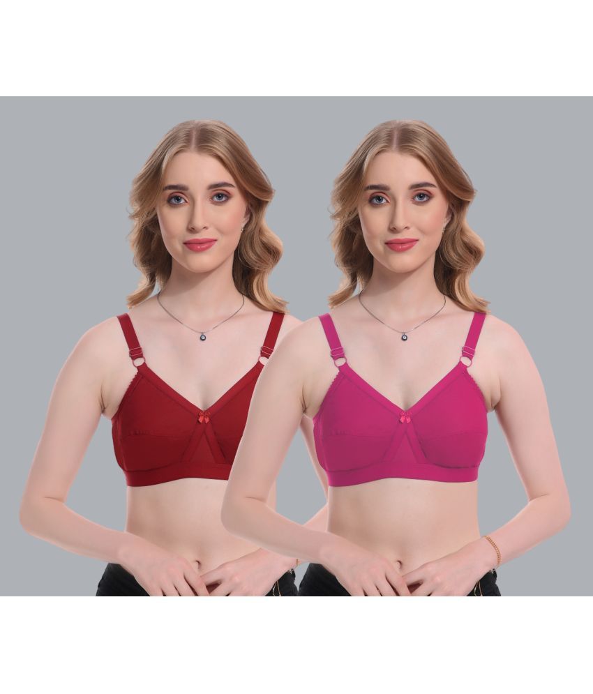     			Viral Girl Pack of 2 Cotton Non Padded Women's T-Shirt Bra ( Peach ) SD-ENORA-MAROON-RANI