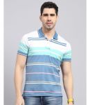 Monte Carlo Cotton Blend Regular Fit Striped Half Sleeves Men's Polo T Shirt - Blue ( Pack of 1 )