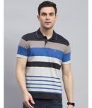 Monte Carlo Cotton Blend Regular Fit Striped Half Sleeves Men's Polo T Shirt - Blue ( Pack of 1 )