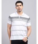 Monte Carlo Cotton Blend Regular Fit Striped Half Sleeves Men's Polo T Shirt - White ( Pack of 1 )