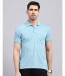 Monte Carlo Cotton Blend Regular Fit Printed Half Sleeves Men's Polo T Shirt - Blue ( Pack of 1 )