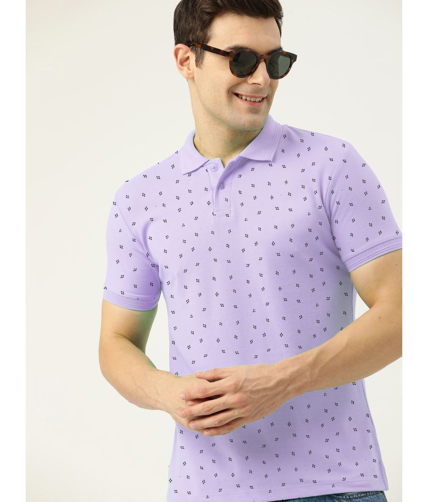     			ADORATE Cotton Blend Regular Fit Printed Half Sleeves Men's Polo T Shirt - Lavender ( Pack of 1 )