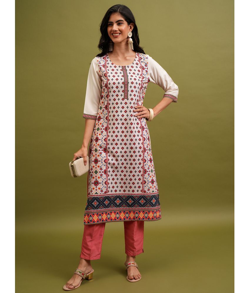     			Ketch Polyester Printed Straight Women's Kurti - Beige ( Pack of 1 )