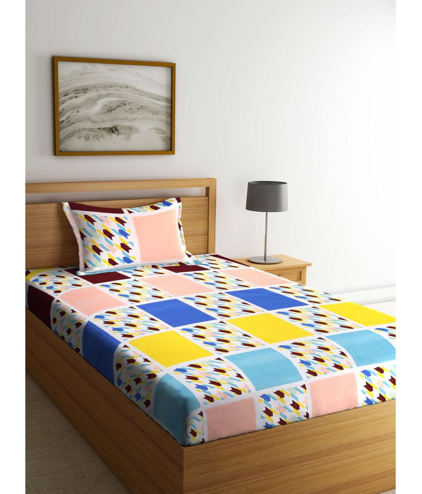     			Klotthe Poly Cotton Big Checks 1 Single Bedsheet with 1 Pillow Cover - Multicolor