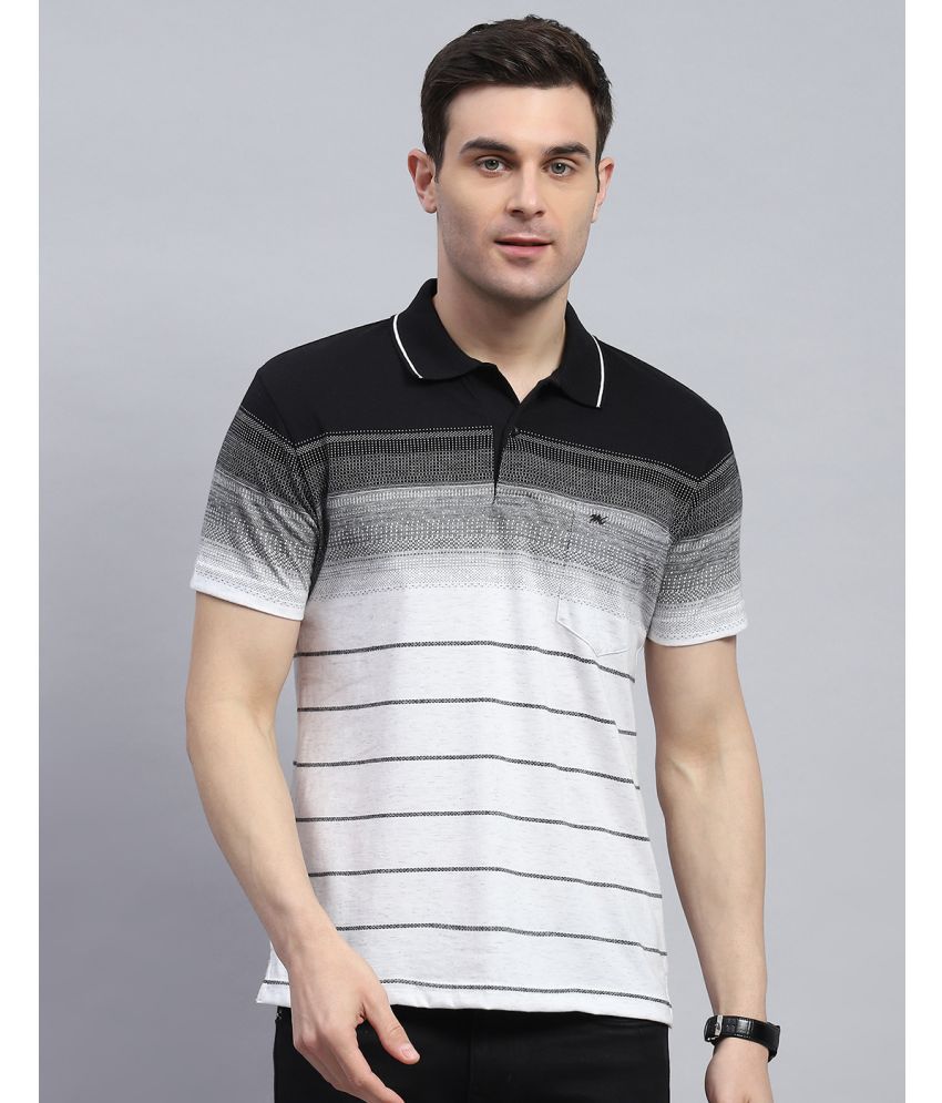     			Monte Carlo Cotton Blend Regular Fit Striped Half Sleeves Men's Polo T Shirt - Black ( Pack of 1 )