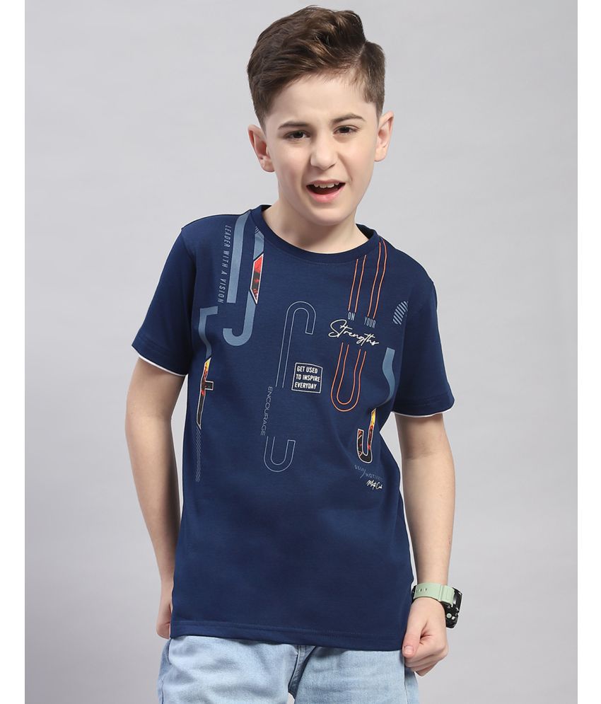     			Monte Carlo Navy Blue Cotton Blend Boy's T-Shirt ( Pack of 1 )