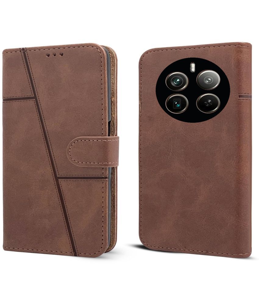     			NBOX Brown Flip Cover Artificial Leather Compatible For Realme 12  Pro Plus 5G ( Pack of 1 )