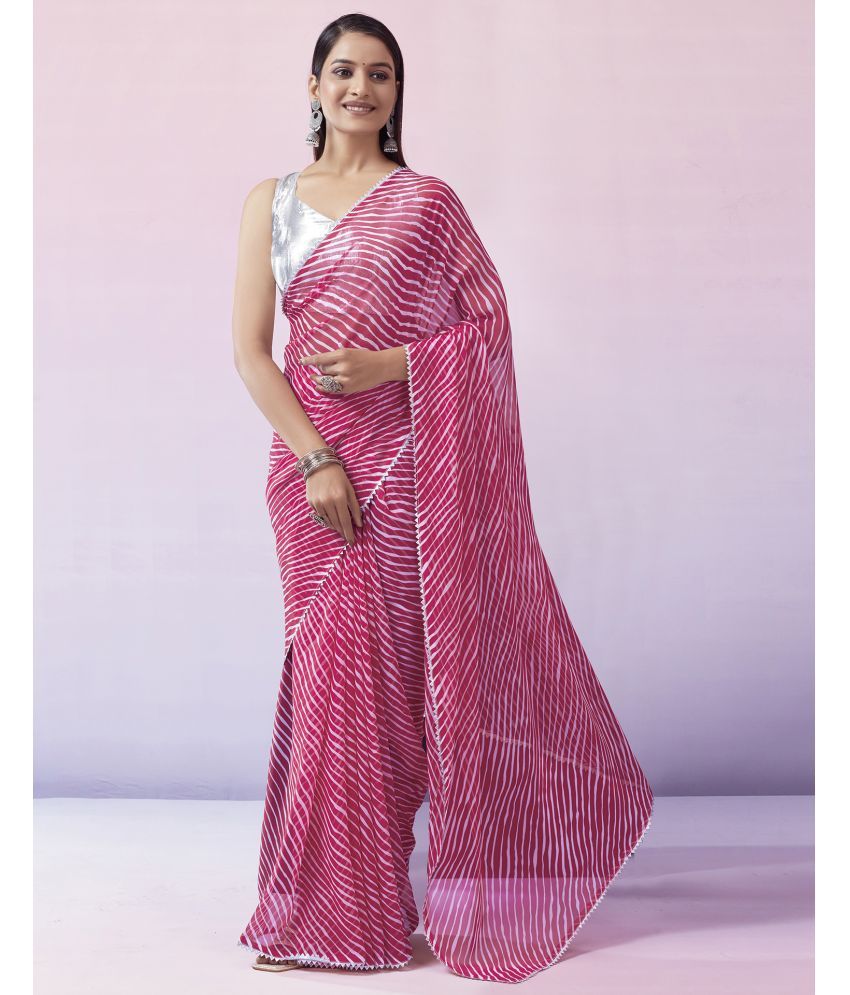     			Samah Georgette Printed Saree With Blouse Piece - Pink ( Pack of 1 )