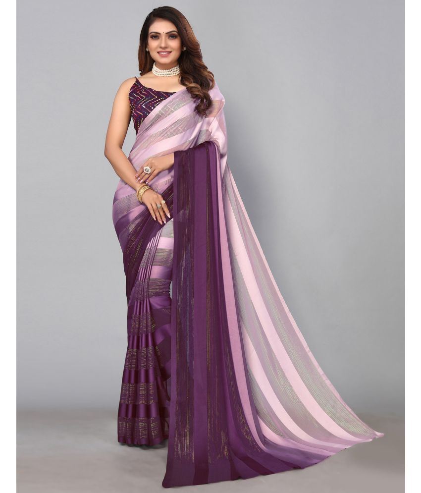     			Samah Georgette Woven Saree With Blouse Piece - Purple ( Pack of 1 )