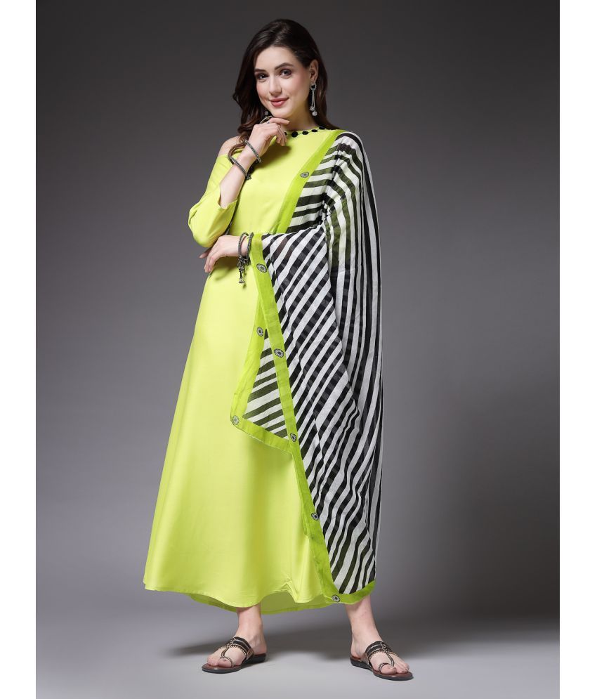     			Stylum Rayon Solid A-Line Women's Kurti with Dupatta - Lime Green ( Pack of 1 )