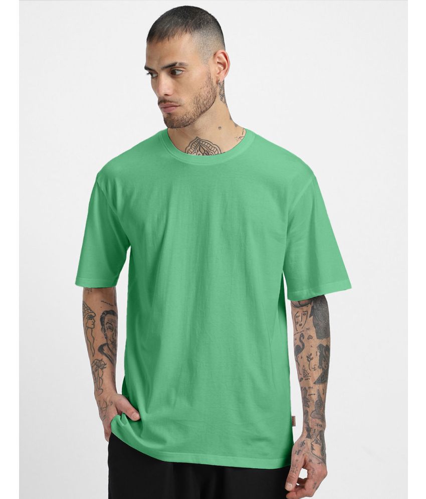     			Veirdo 100% Cotton Oversized Fit Solid Half Sleeves Men's T-Shirt - Sea Green ( Pack of 1 )