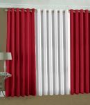 BELLA TRUE Solid SemiTransparent Eyelet Curtain 9 ft ( Pack of 3 )  Red