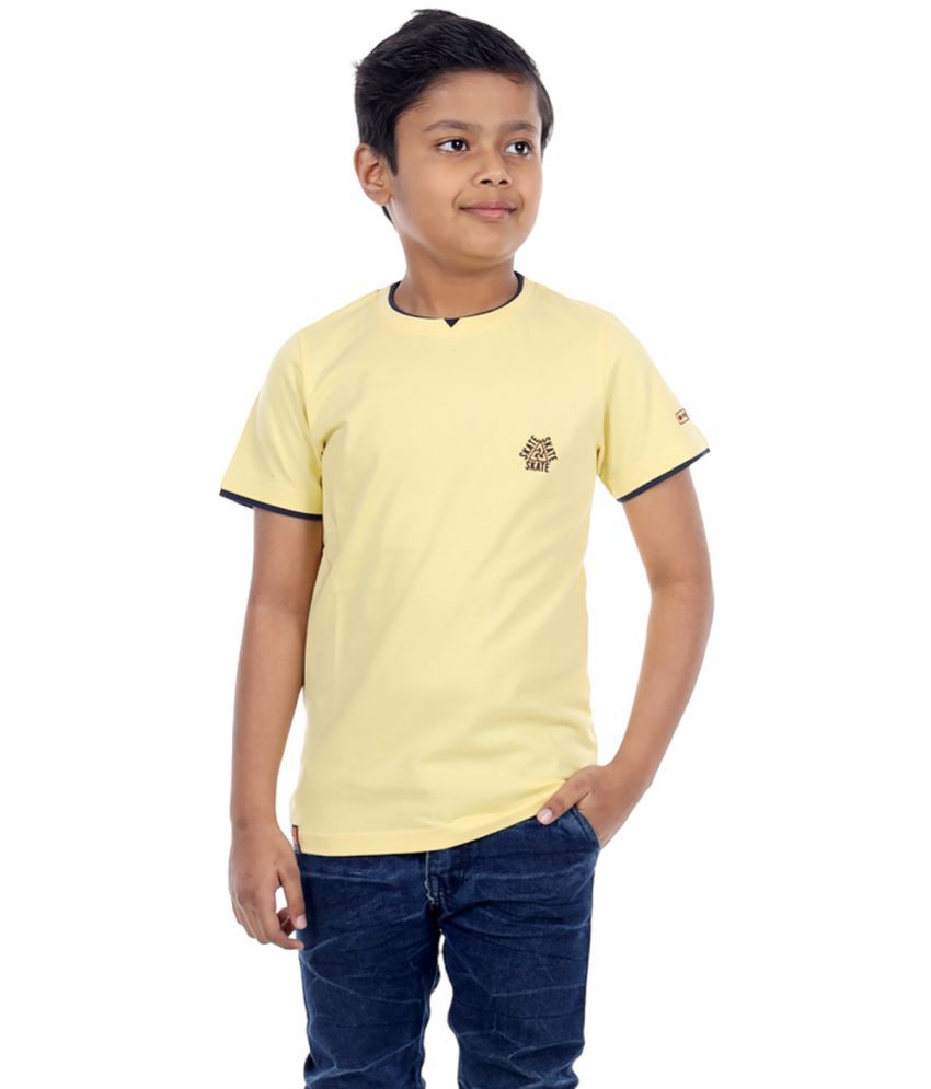     			3PIN Yellow Cotton Boy's T-Shirt ( Pack of 1 )