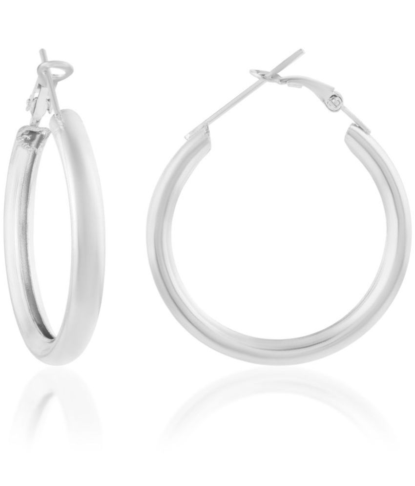     			ADMIER Silver Hoops Earrings ( Pack of 1 )