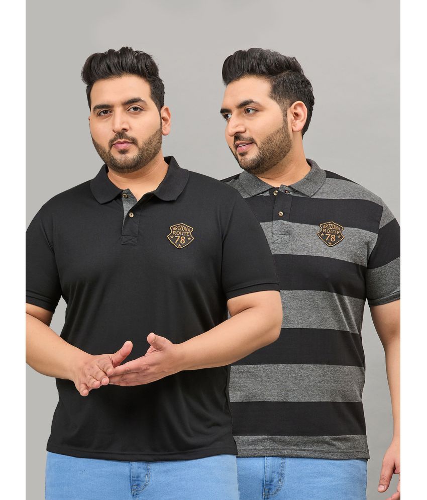     			AUSTIVO Cotton Blend Slim Fit Striped Half Sleeves Men's Polo T Shirt - Multicolor ( Pack of 2 )