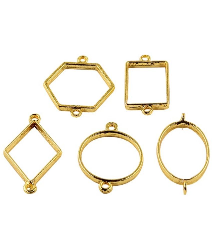     			Aadya Crafts UV Resin Metal Bezels Frame DIY Metal Imitation Pendant 5 PCs set Golden Colour for Resin Art Shapes- Rectangle, Hexagoan, Round, Oval, diamond-shaped Rhombus RAWRB-7