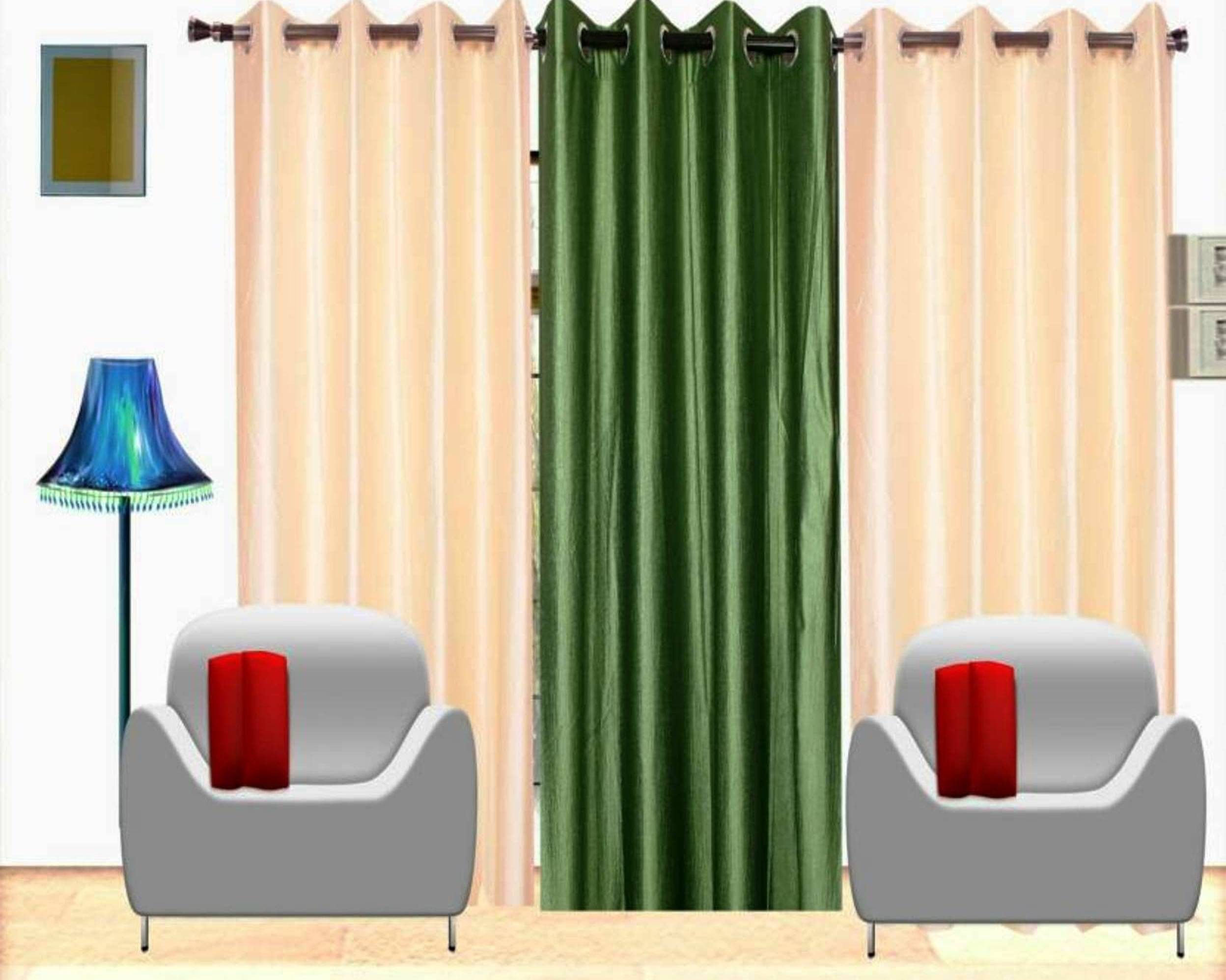     			BELLA TRUE Solid SemiTransparent Eyelet Curtain 5 ft ( Pack of 3 )  Multicolor