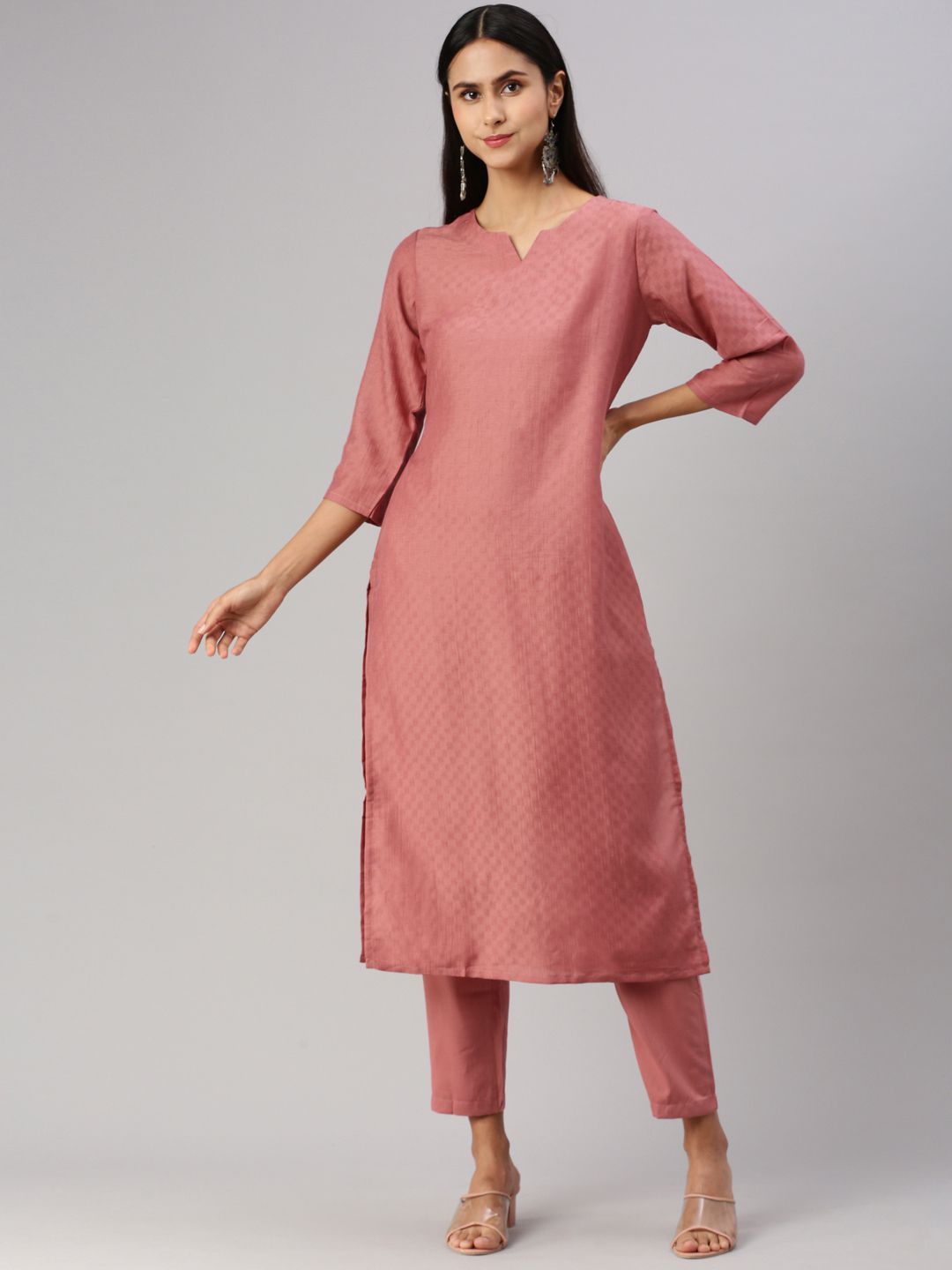    			Hritika Cotton Solid Kurti With Pants Women's Stitched Salwar Suit - Pink ( Pack of 1 )