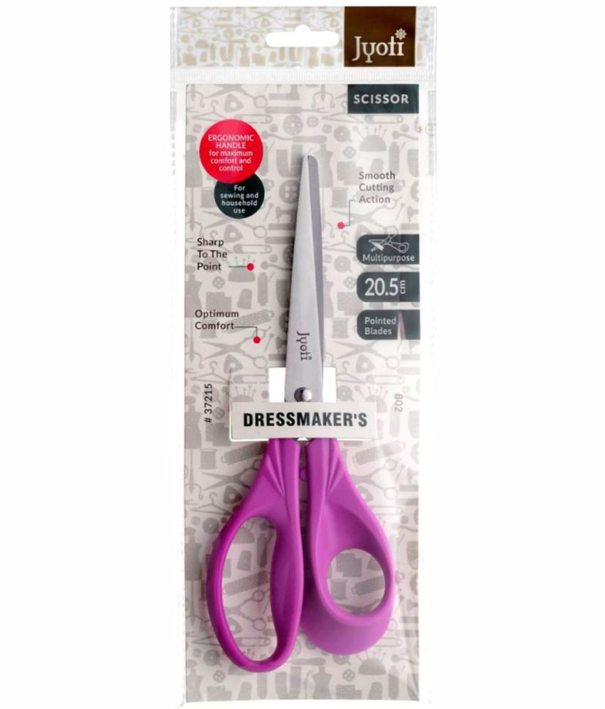     			Jyoti Scissor for Dressmaker's Use - 802 (8 Inch) Stainless Steel Blades with Plastic Handle, Pointed Blades - Pack of 10