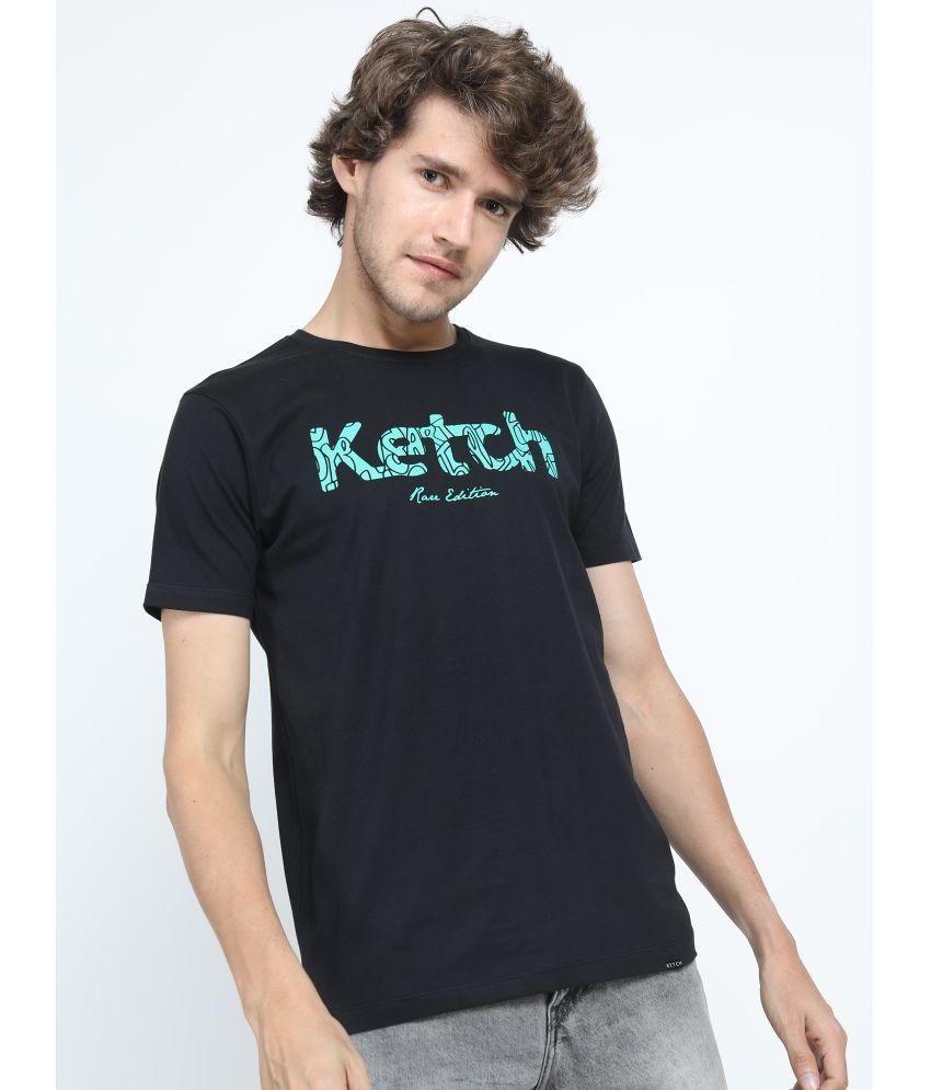     			Ketch 100% Cotton Slim Fit Printed Half Sleeves Men's T-Shirt - Black ( Pack of 1 )