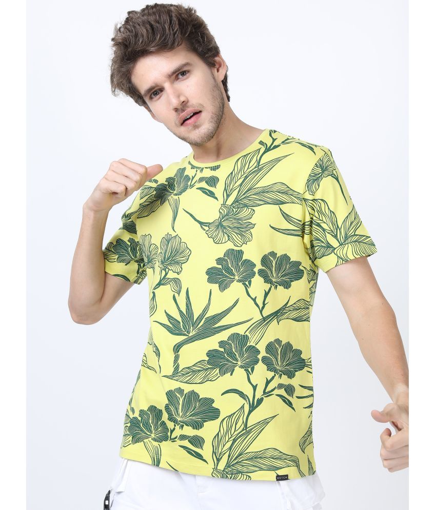     			Ketch 100% Cotton Slim Fit Printed Half Sleeves Men's T-Shirt - Green ( Pack of 1 )