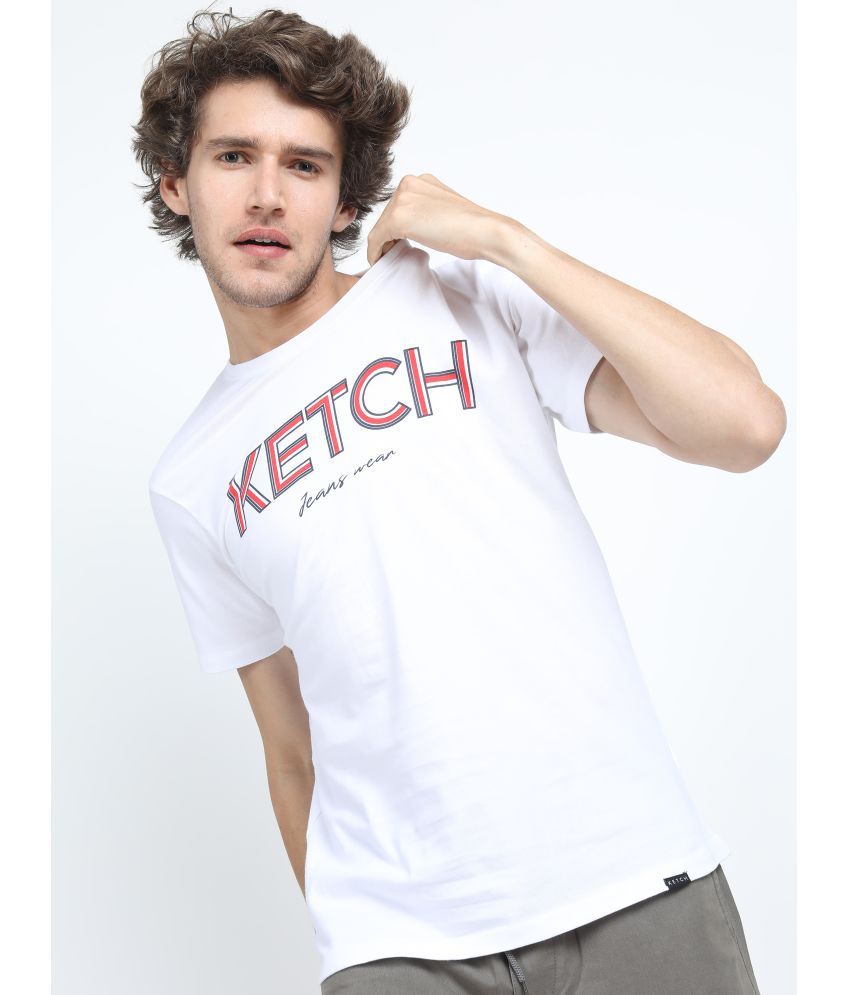     			Ketch Pack of 1 100% Cotton Slim Fit Men's T-Shirt ( White )