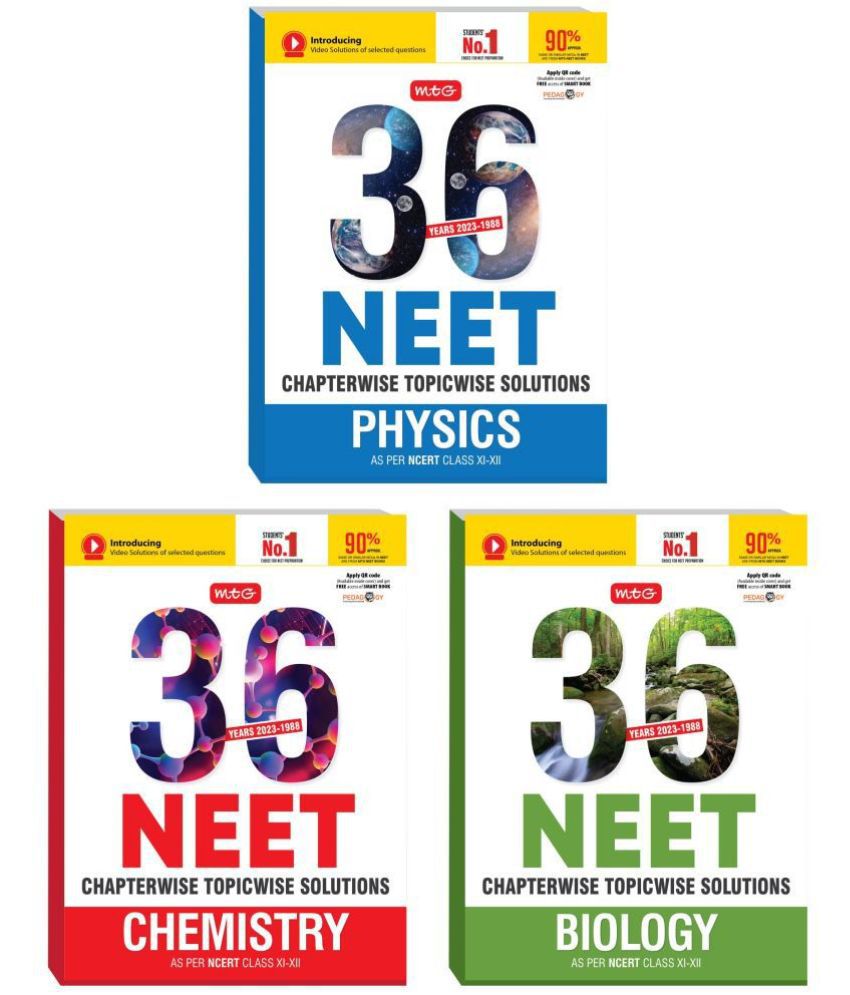     			MTG 36 Years NEET Previous Year Solved Question Papers With NEET Chapterwise Topicwise Solutions - Set Of 3 Books NTA Neet 36 Years Questions, Physics Chemistry Biology  (Paperback, MTG Editorial Board)
