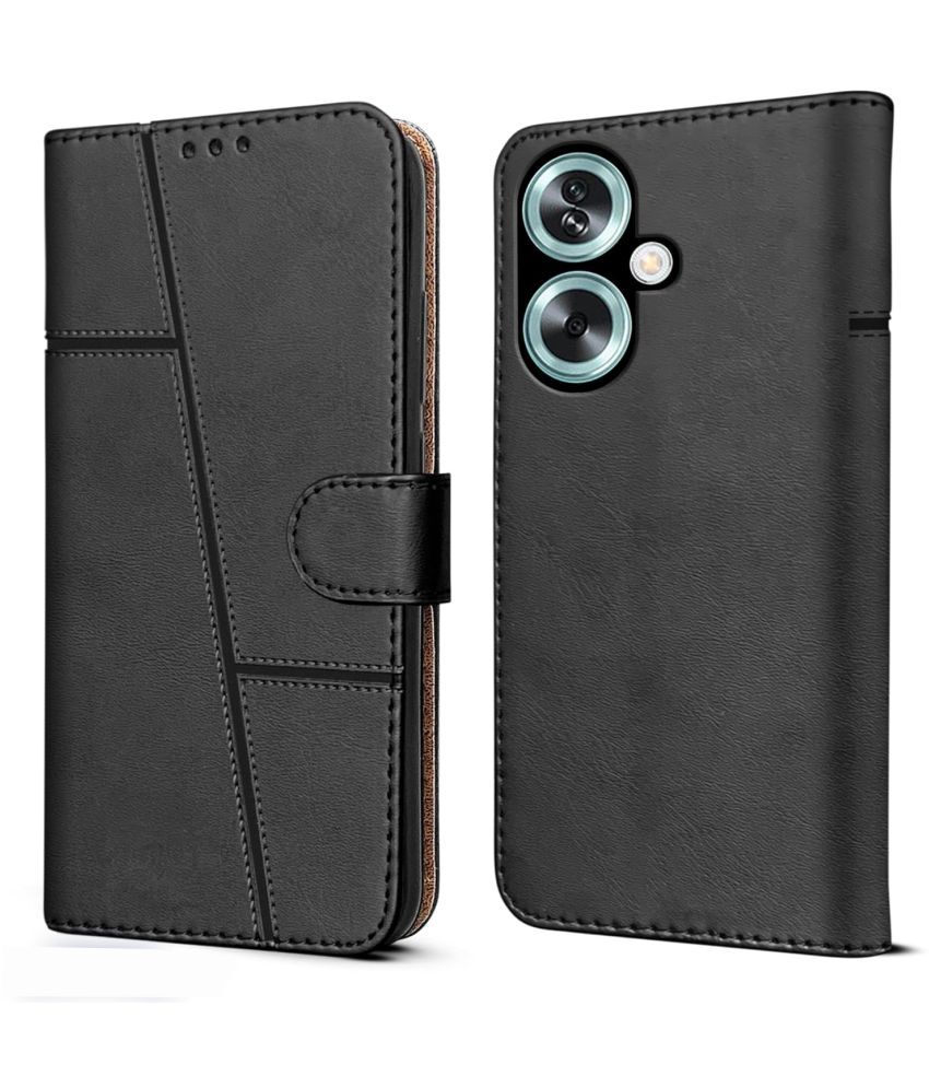     			NBOX Black Flip Cover Artificial Leather Compatible For Oppo A79 ( Pack of 1 )