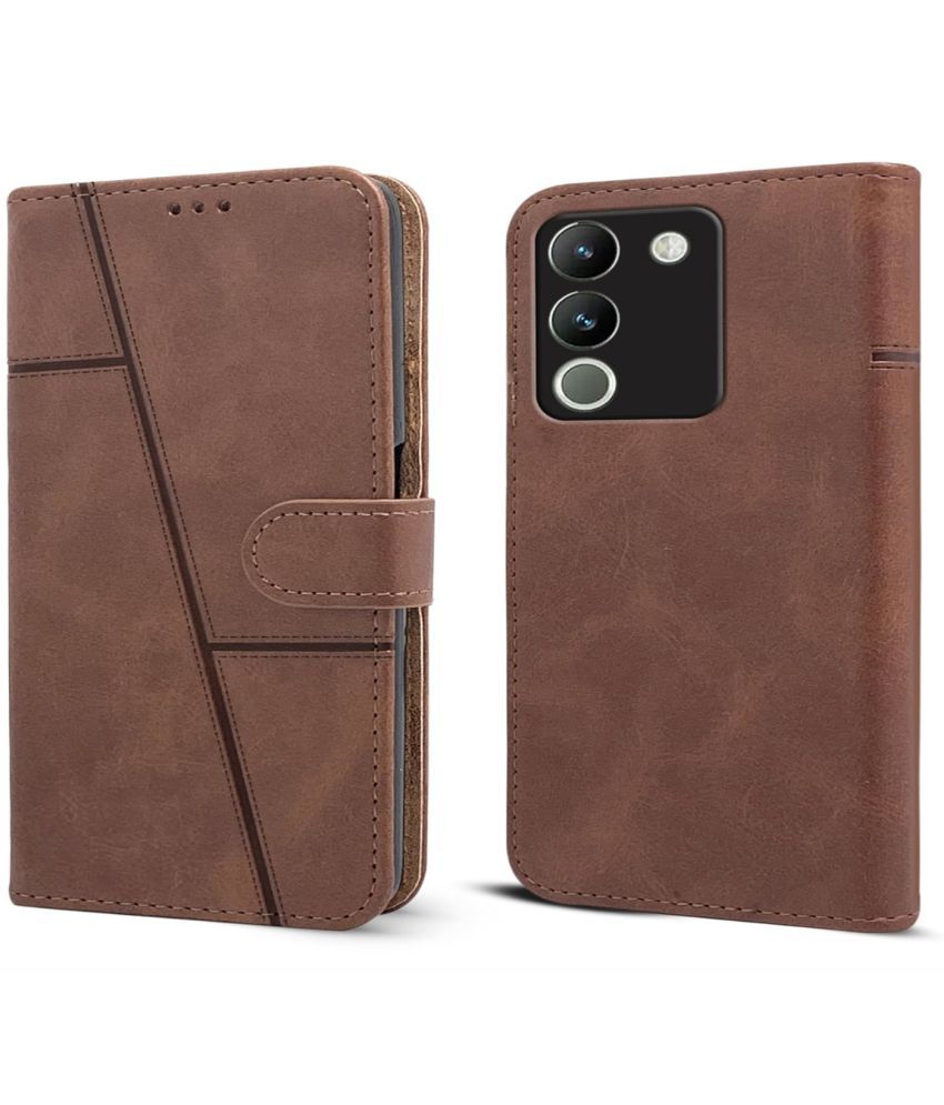    			NBOX Brown Flip Cover Artificial Leather Compatible For Vivo Y200 ( Pack of 1 )